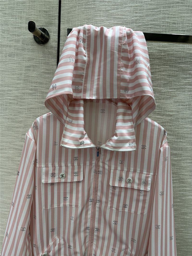 Ch**el vertical striped lapel hooded jacket replica d&g clothing