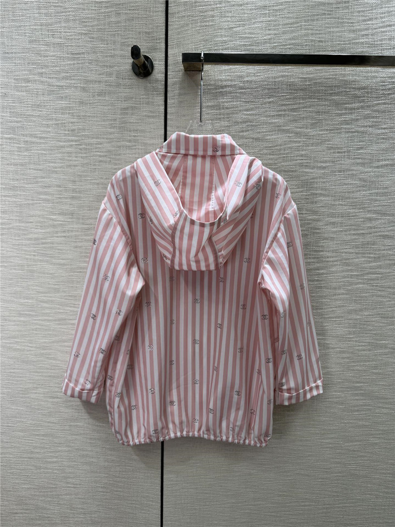 Ch**el vertical striped lapel hooded jacket replica d&g clothing