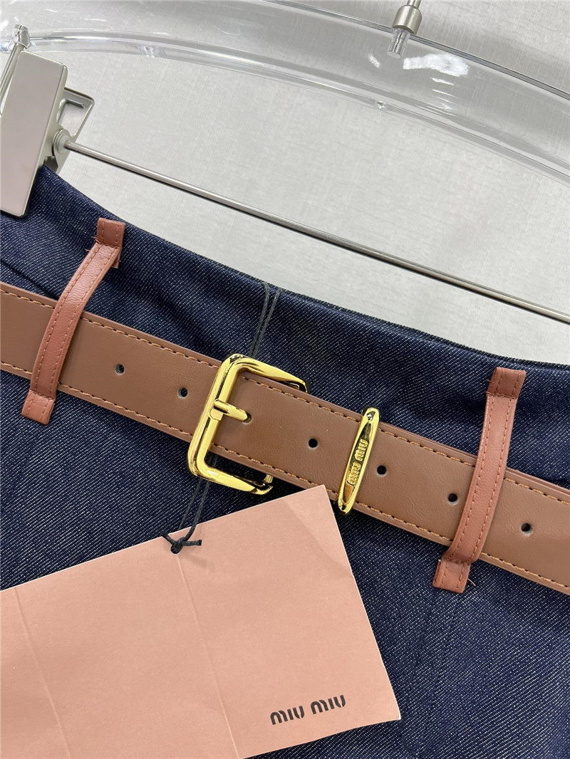 M1um1u patchwork leather trim midi skirt replica clothing sites