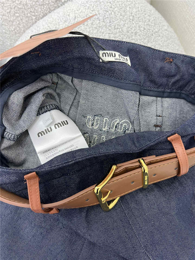 M1um1u patchwork leather trim midi skirt replica clothing sites