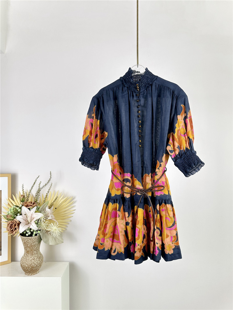 zimm high collar lantern sleeve mini dress replicas clothes