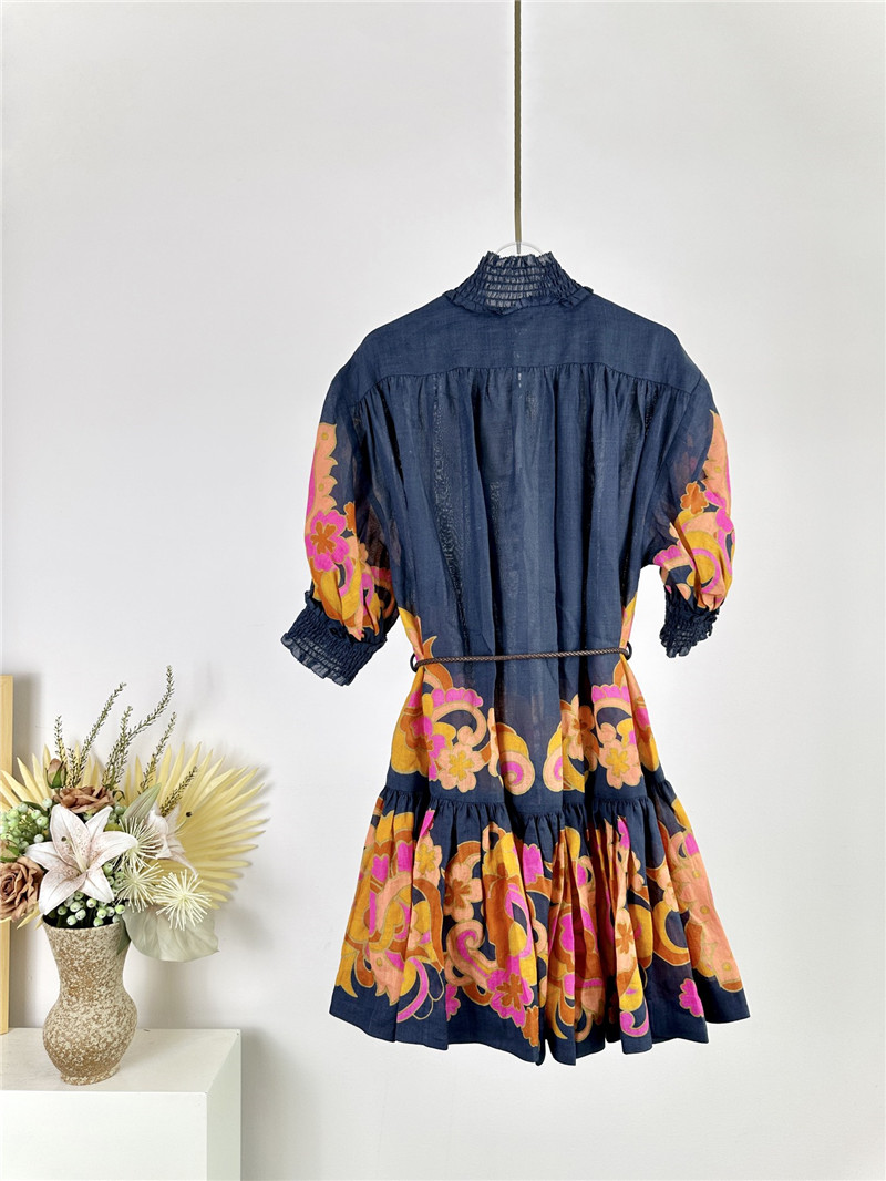 zimm high collar lantern sleeve mini dress replicas clothes