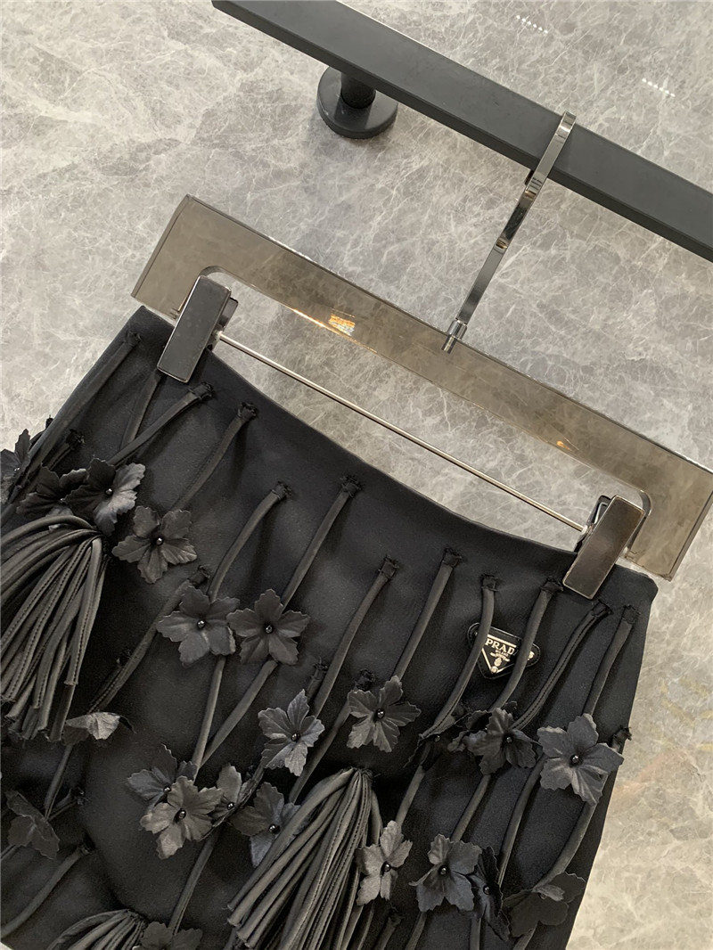 Pra*a beaded bow flower a-line skirt replica d&g clothing