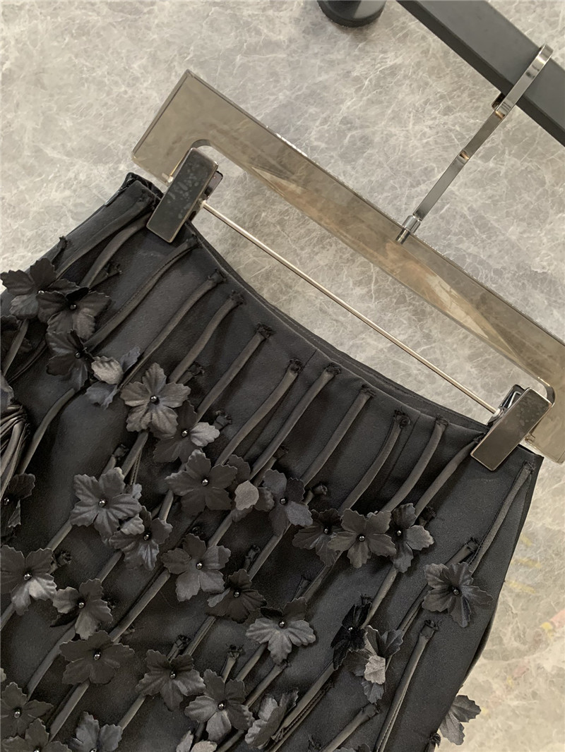 Pra*a beaded bow flower a-line skirt replica d&g clothing