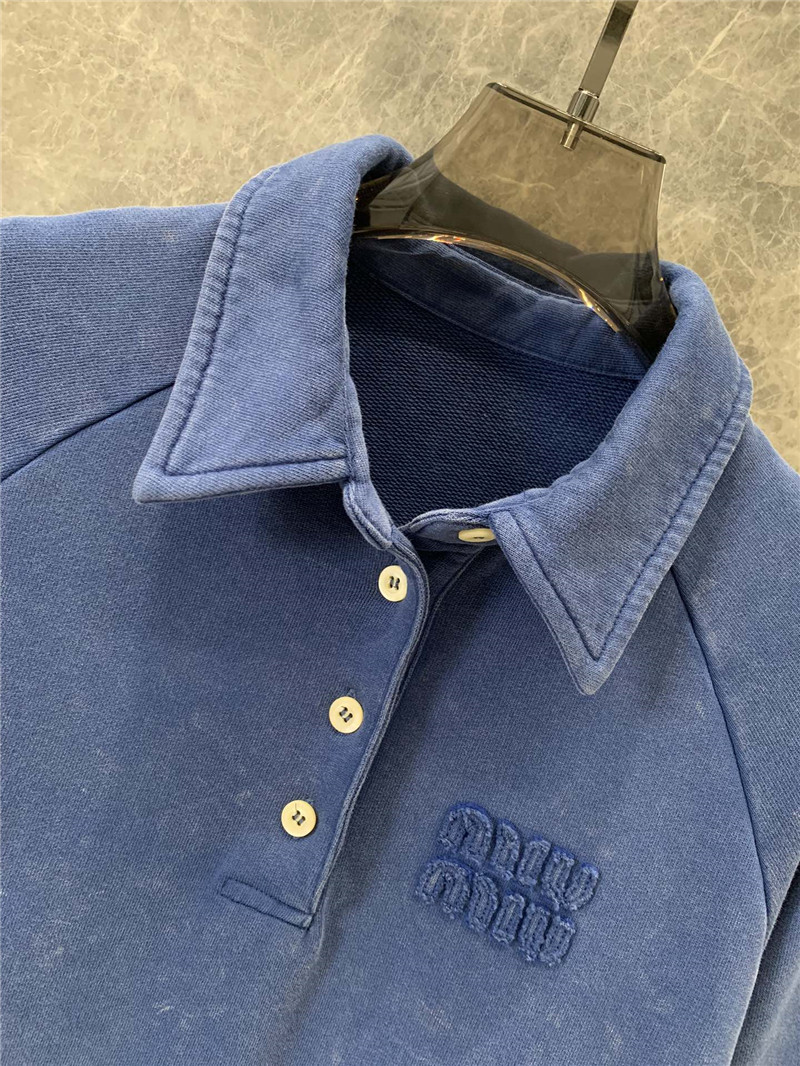 M1um1u blue sports casual style sweater replicas clothes