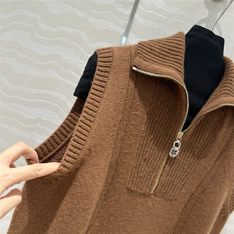 Ch**el lapel zipper vest replica designer clothes