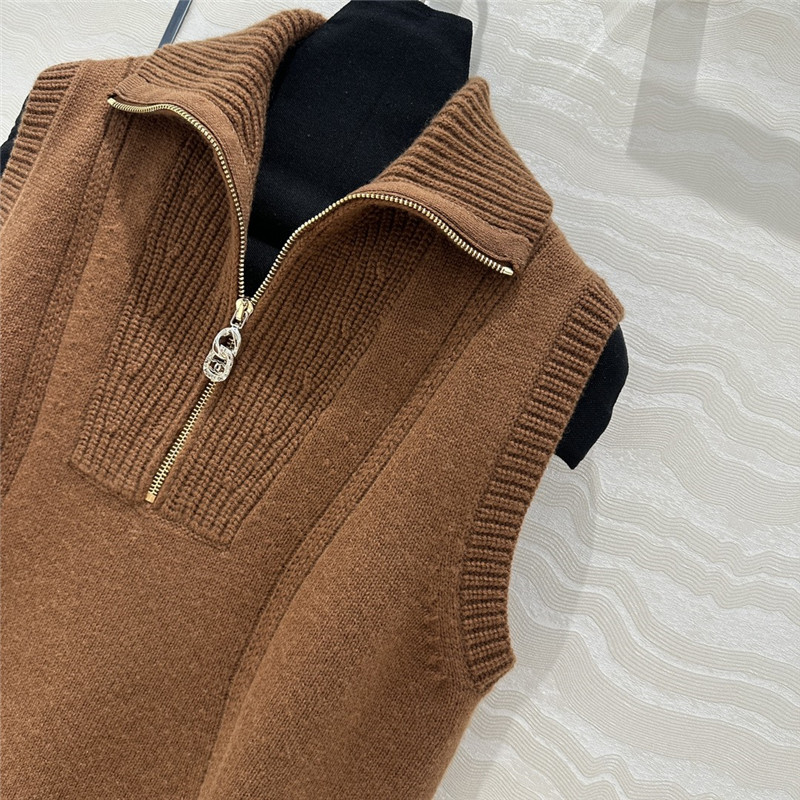 Ch**el lapel zipper vest replica designer clothes