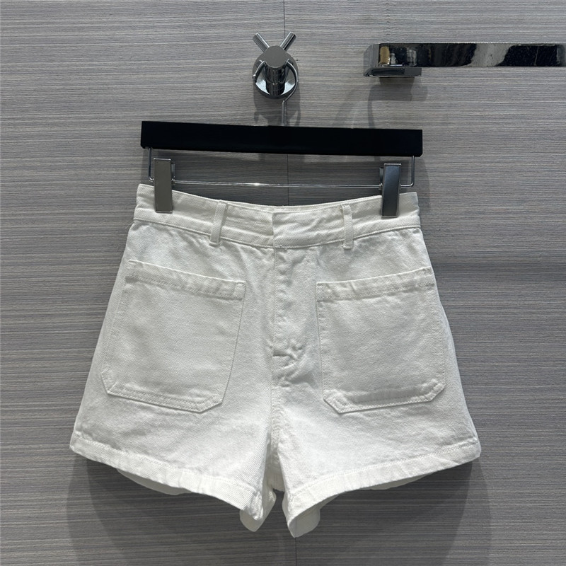 D10r double pocket straight white denim shorts replica clothes