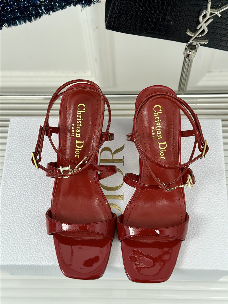 c’est D10r burgundy calfskin heeled sandals 10cm gold-tone