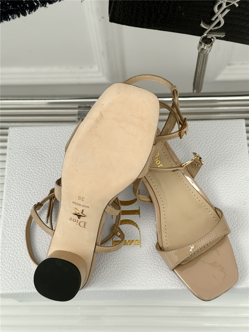 c’est D10r beige calfskin 5cm heeled sandals with gold-tone