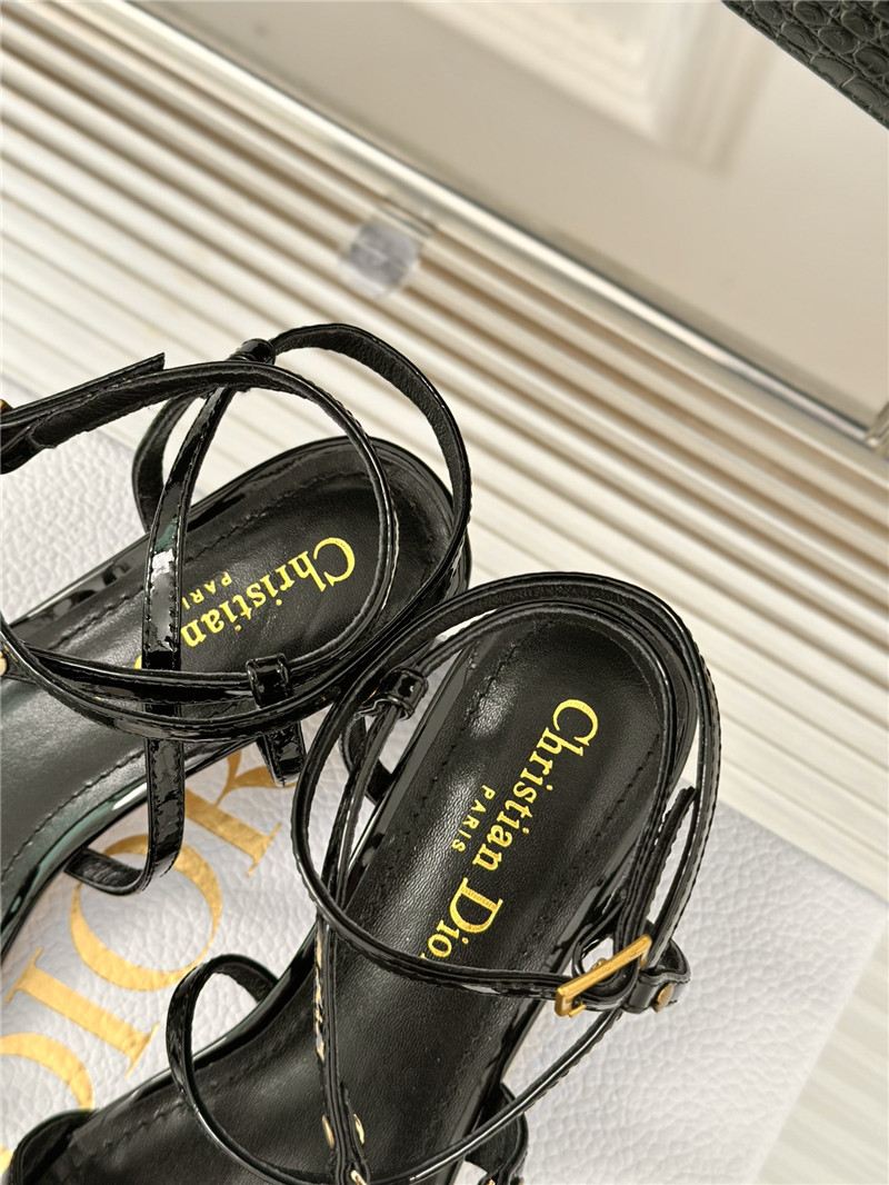 c’est D10r 5cm black calfskin heeled sandals with gold-tone