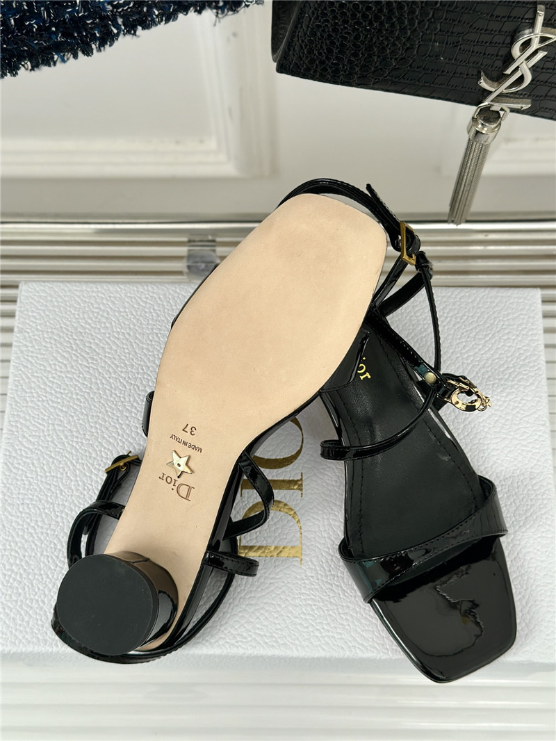 c’est D10r 5cm black calfskin heeled sandals with gold-tone