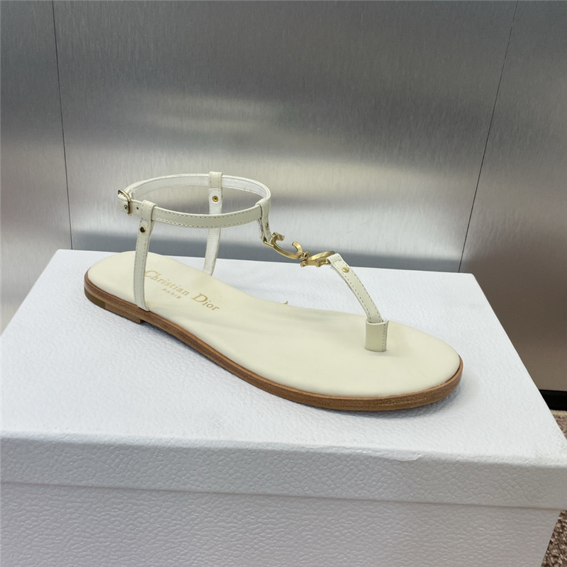c’est D10r ivory calfskin thong sandals