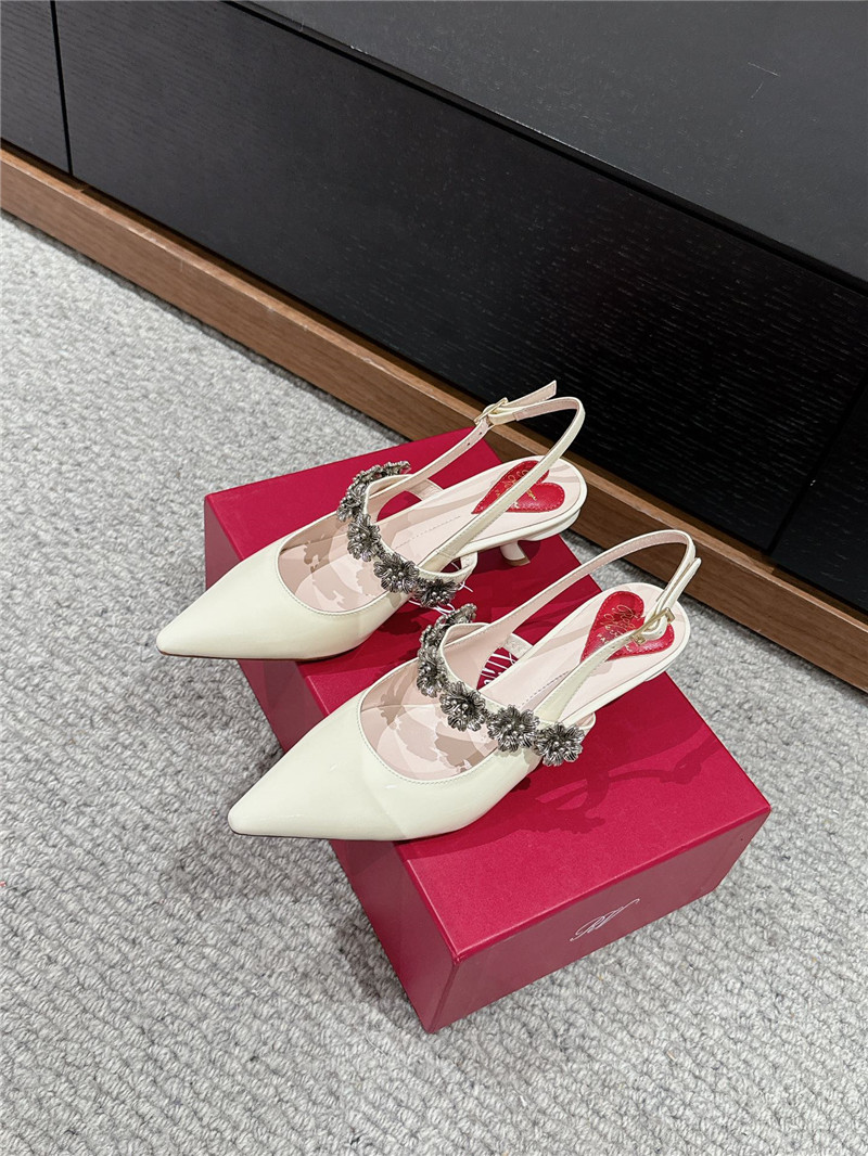Roger Vivier Efflorescence Mary Jane Slingbacks in Ivory