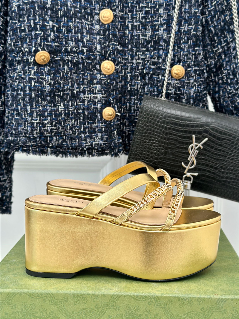Gvc*1 signoria gold chain strappy platform slides