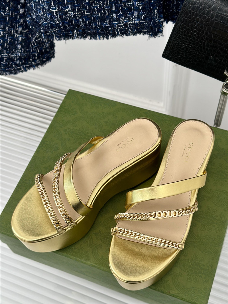 Gvc*1 signoria gold chain strappy platform slides