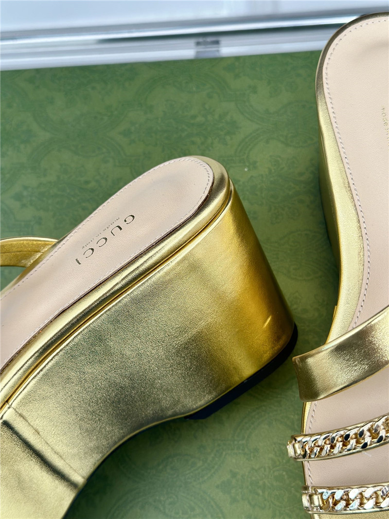 Gvc*1 signoria gold chain strappy platform slides