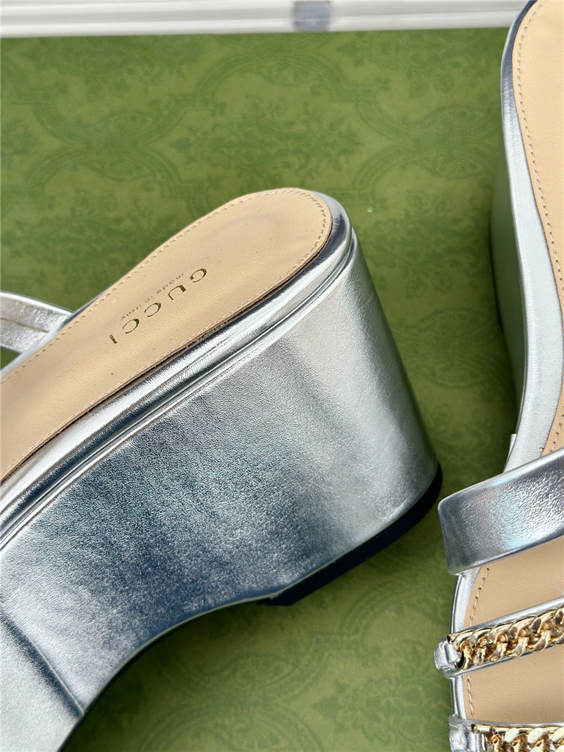 Gvc*1 signoria silver chain strappy platform slides