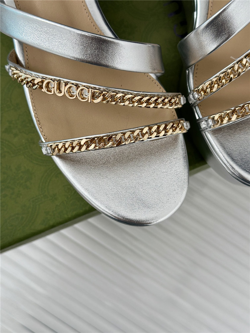 Gvc*1 signoria silver chain strappy platform slides