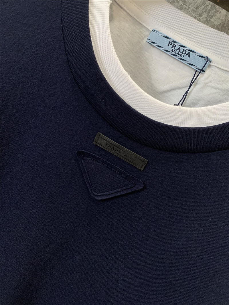 Pra*a contrast color long sleeve t-shirt replica d&g clothing