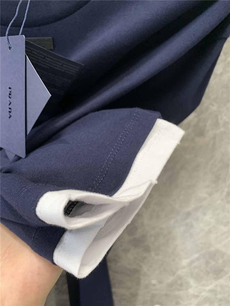 Pra*a contrast color long sleeve t-shirt replica d&g clothing