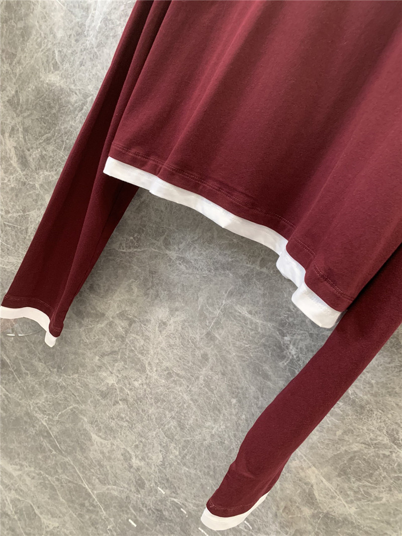 Pra*a contrast color long sleeve t-shirt replica d&g clothing