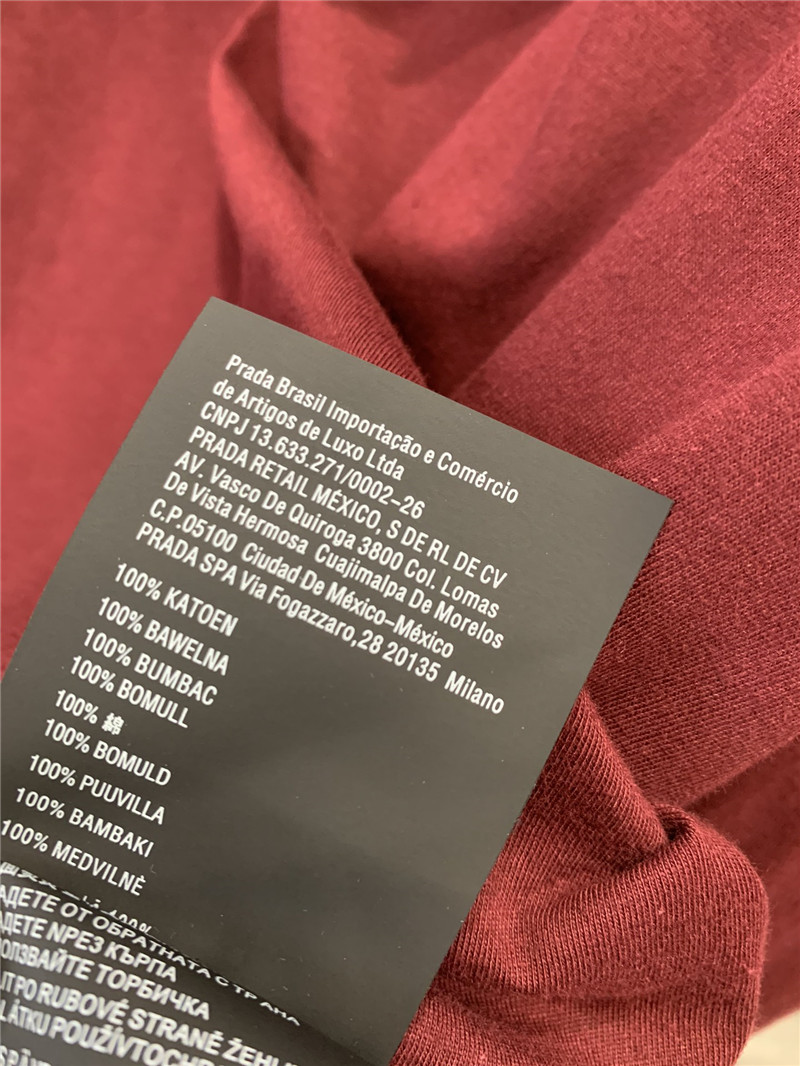 Pra*a contrast color long sleeve t-shirt replica d&g clothing