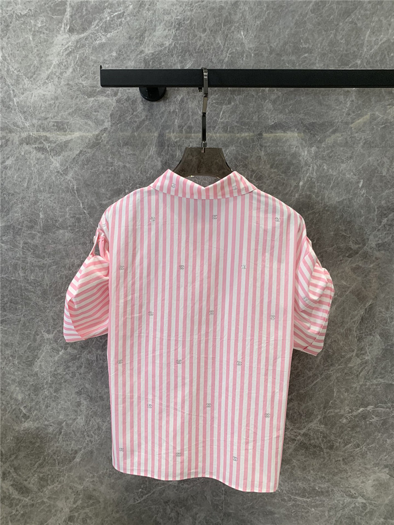 Ch**el vertical striped short-sleeved shirt replica clothing sites