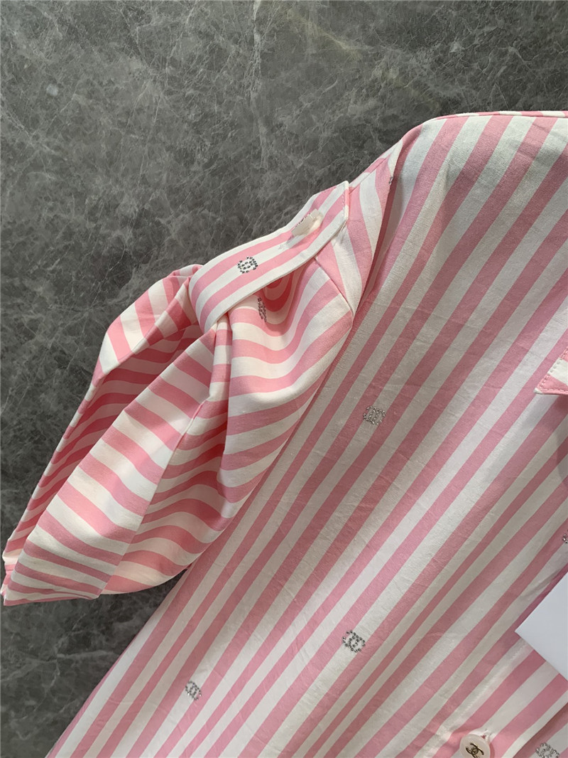 Ch**el vertical striped short-sleeved shirt replica clothing sites