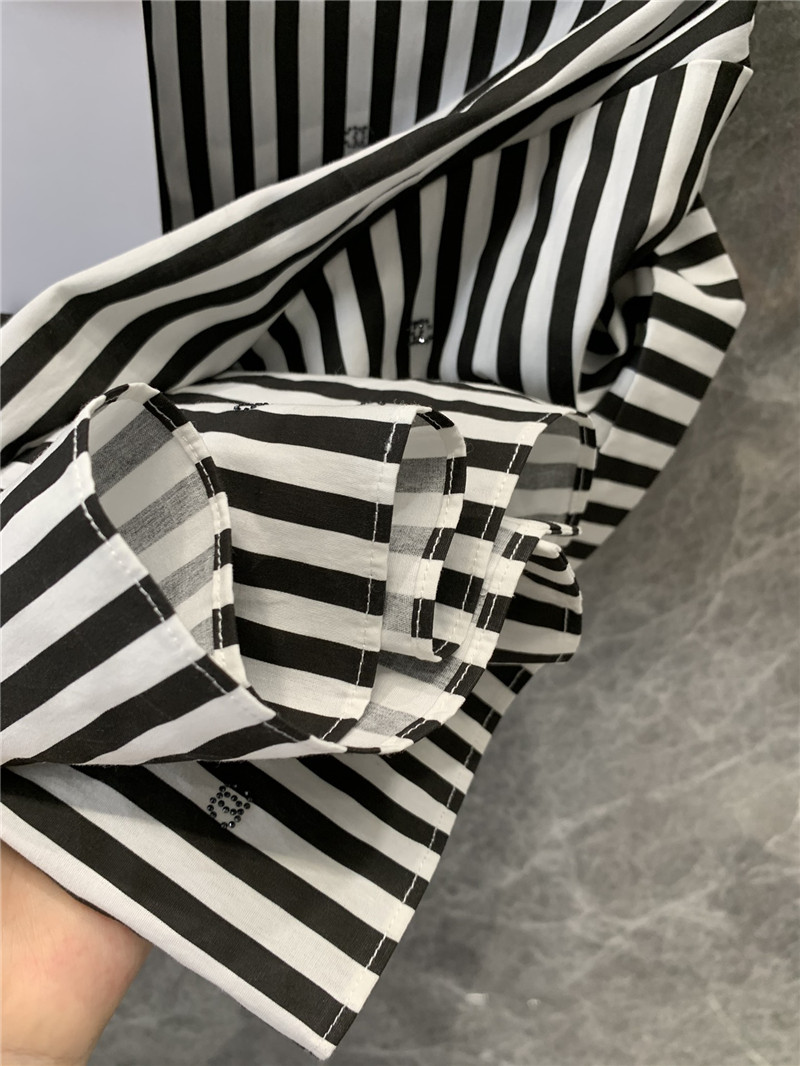 Ch**el black white striped short-sleeved shirt