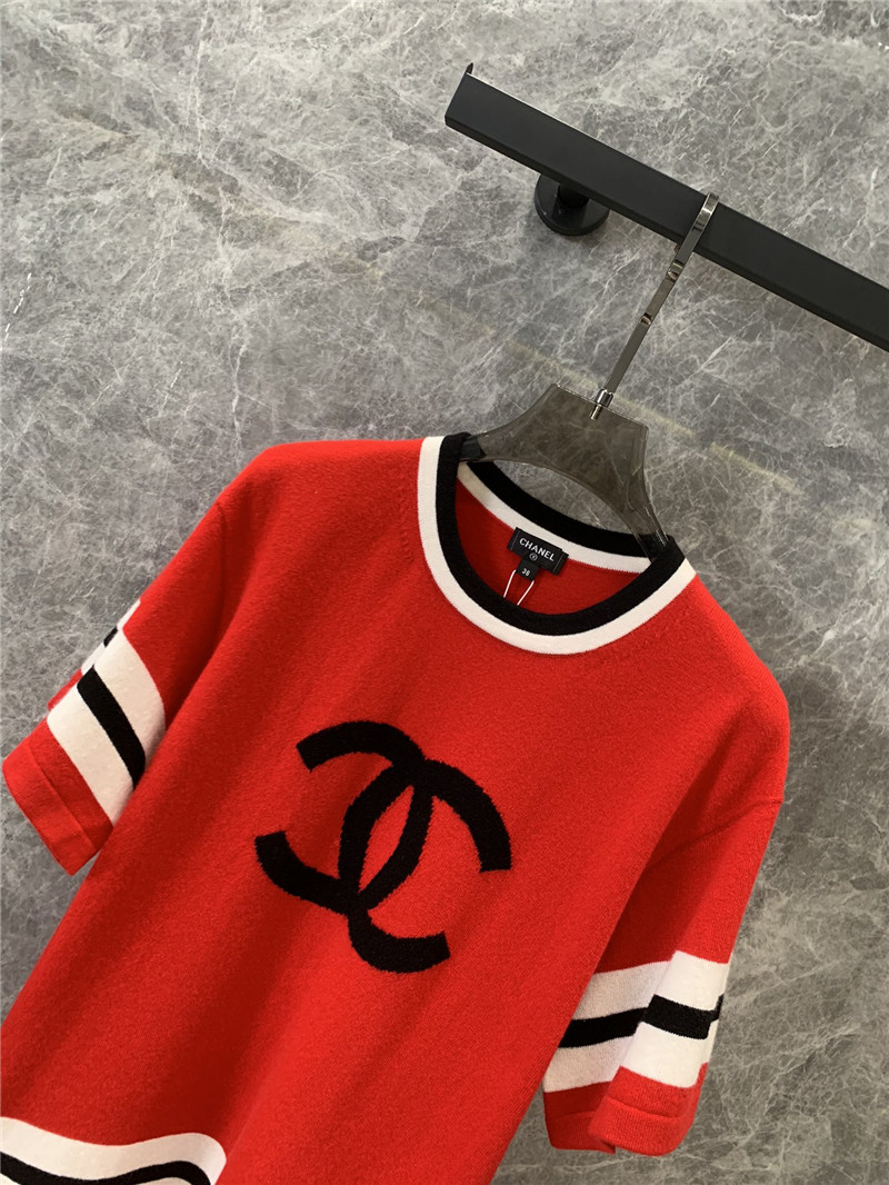 Ch**el red double c short-sleeved top replica clothing