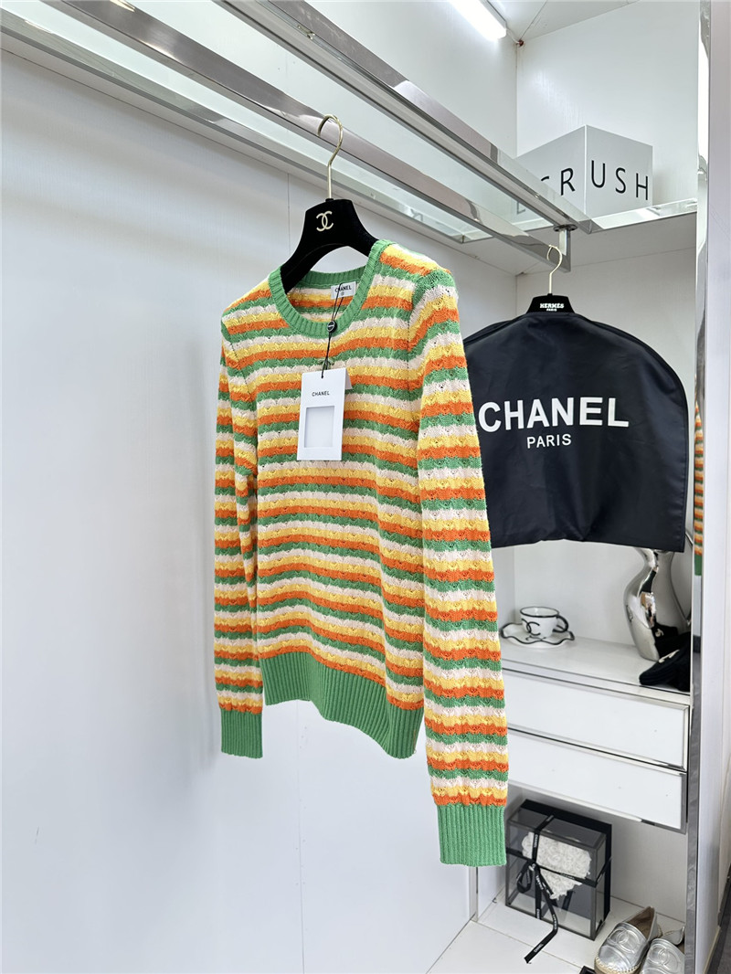 Ch**el contrast striped pullover top replica d&g clothing