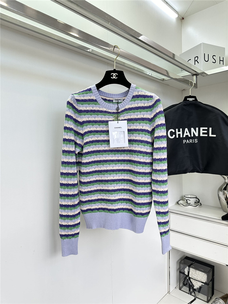 Ch**el contrast striped pullover top replica d&g clothing