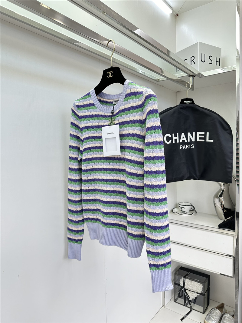 Ch**el contrast striped pullover top replica d&g clothing