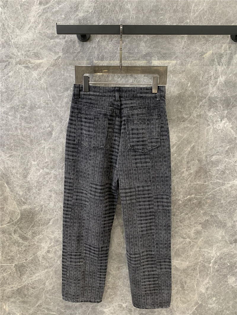 Ch**el black and grey check denim jeans replica clothes