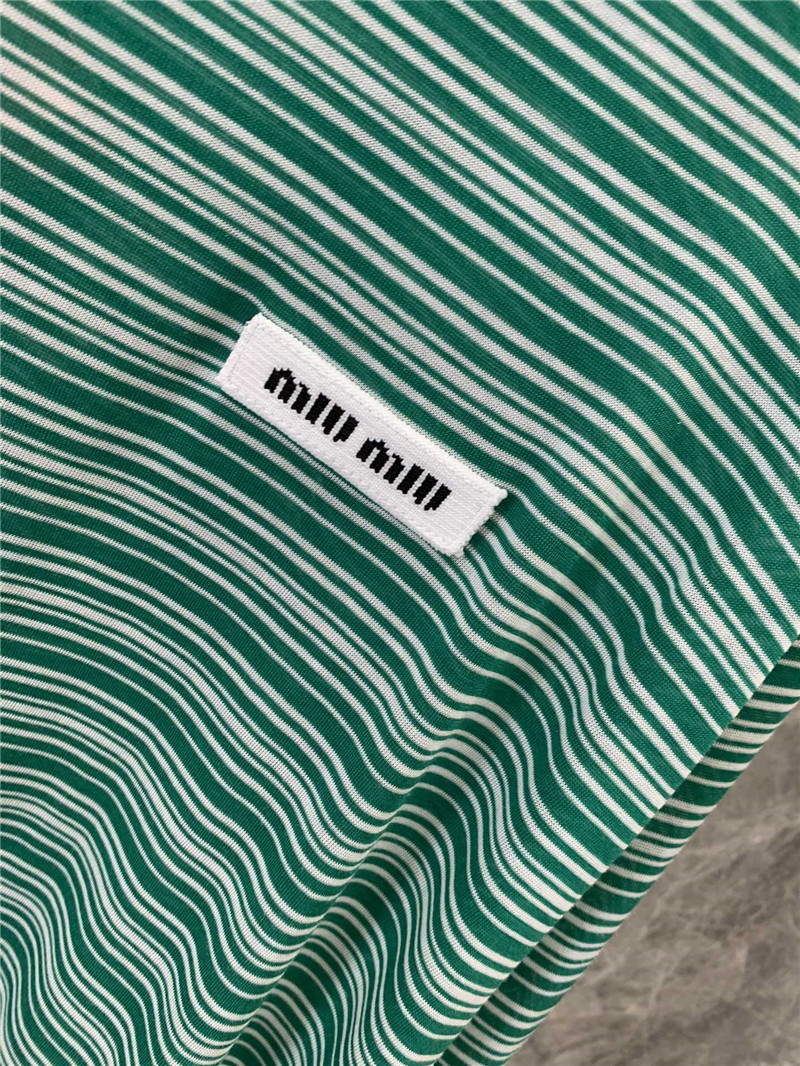M1um1u micro logo striped round neck long sleeve replicas clothes