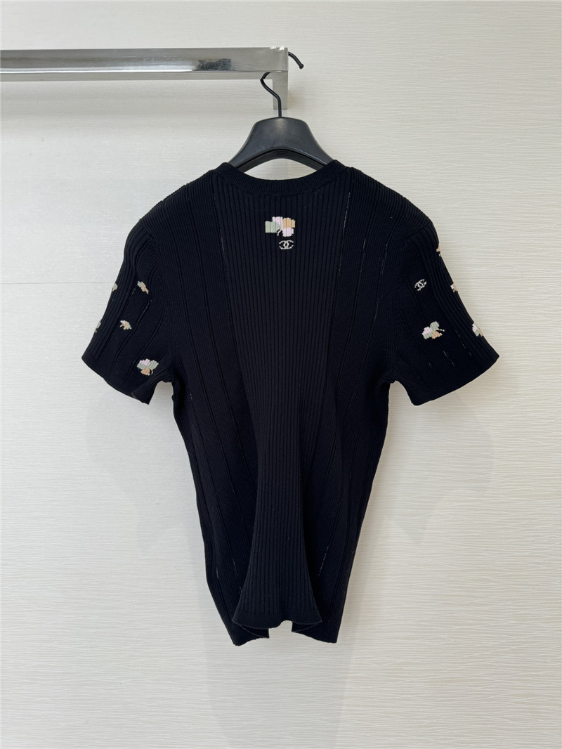 Ch**el four-leaf clover knitted short-sleeved replica clothes