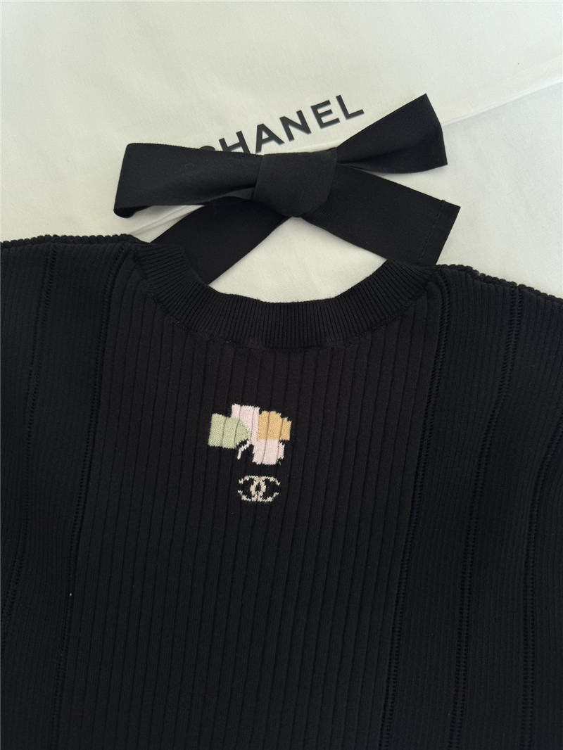 Ch**el four-leaf clover knitted short-sleeved replica clothes