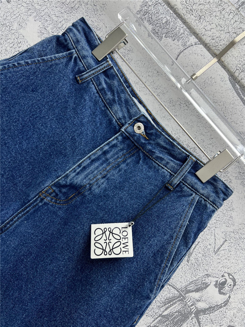 L0ew* logo embroidered denim shorts replica d&g clothing