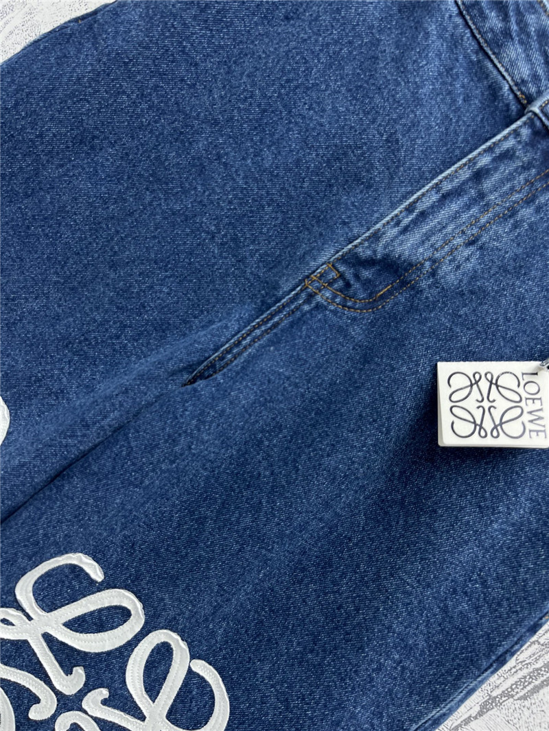 L0ew* logo embroidered denim shorts replica d&g clothing