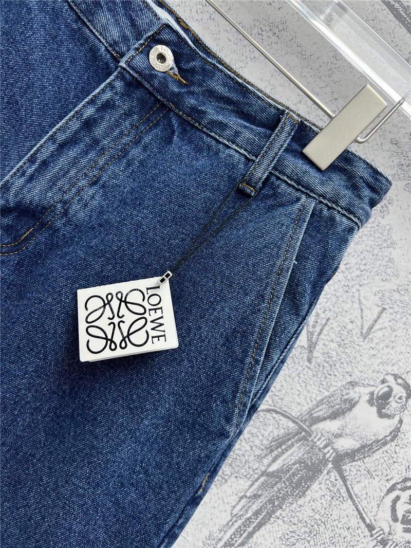 L0ew* logo embroidered denim shorts replica d&g clothing