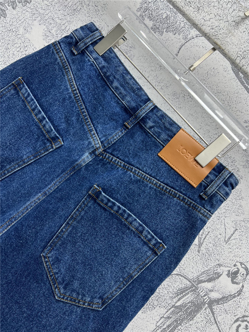 L0ew* logo embroidered denim shorts replica d&g clothing