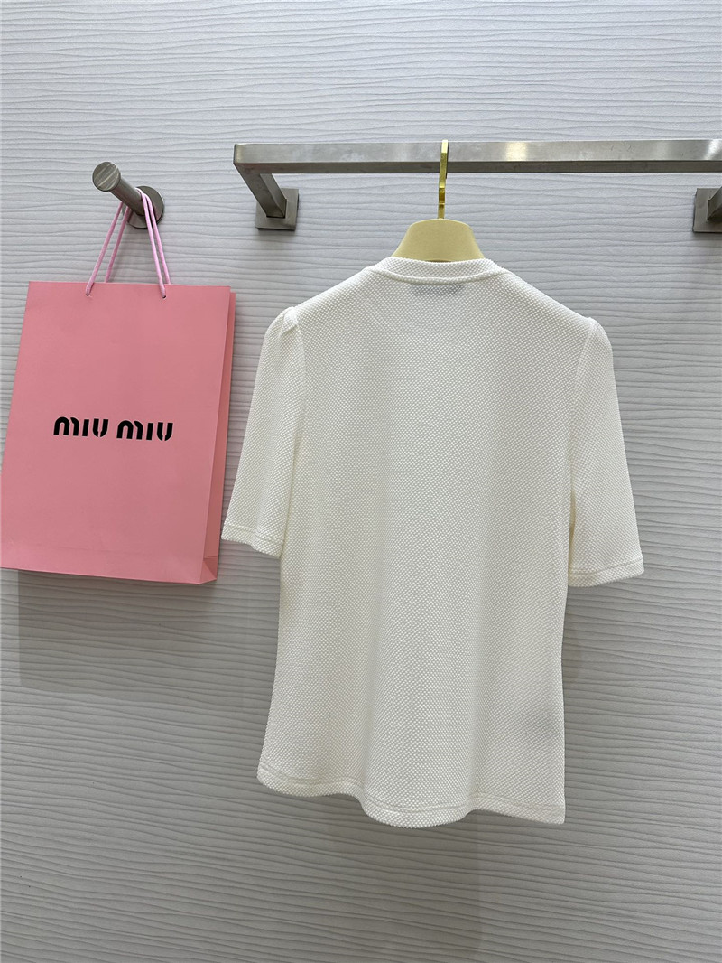 M1um1u acetate heavy beaded crew neck top