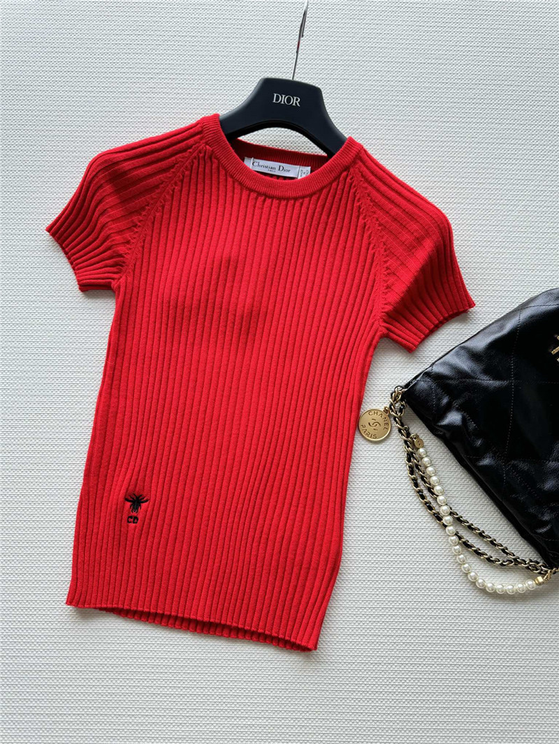 D10r knitted striped short-sleeved top replica clothes