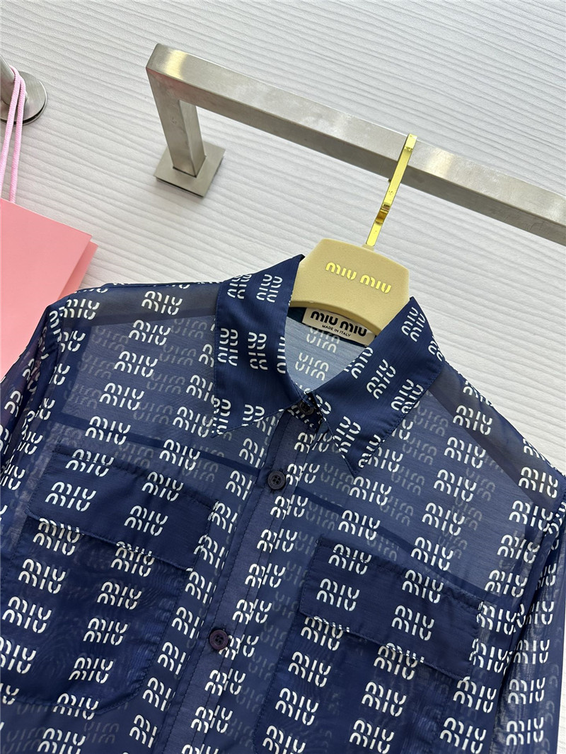 M1um1u logo lettering print sun protection shirt replica clothing