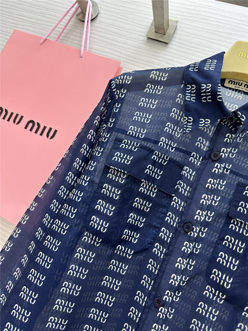 M1um1u logo lettering print sun protection shirt replica clothing