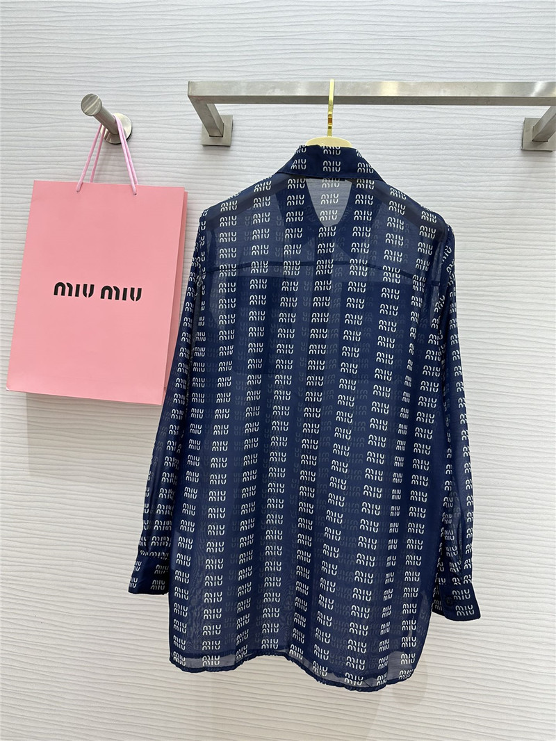 M1um1u logo lettering print sun protection shirt replica clothing