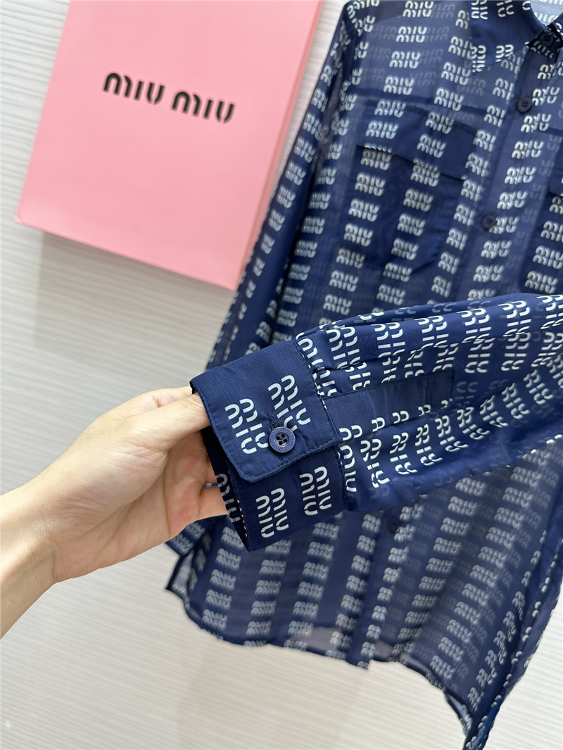 M1um1u logo lettering print sun protection shirt replica clothing