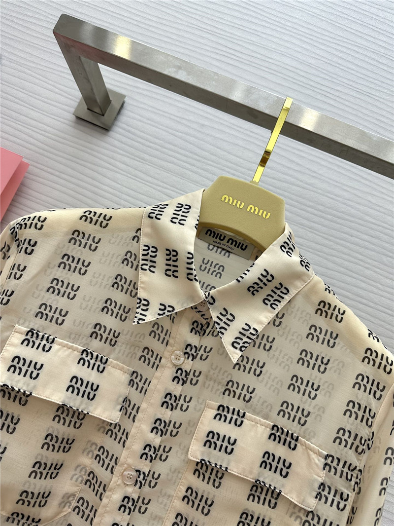 M1um1u logo lettering print sun protection shirt replica clothing