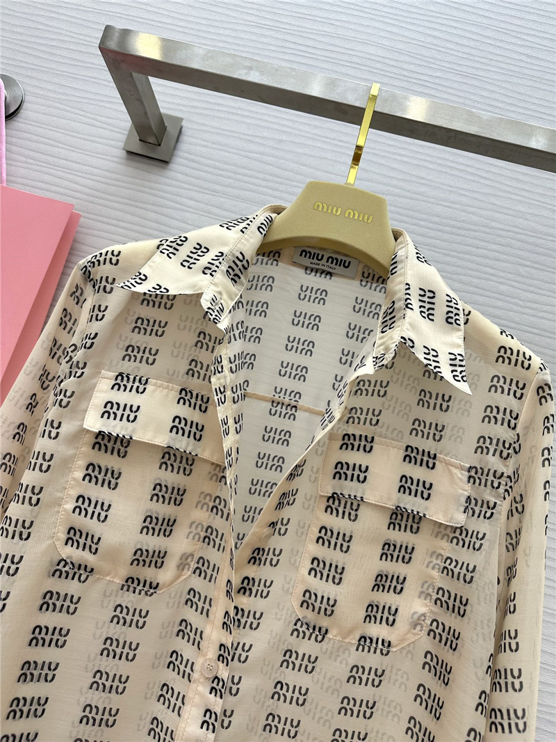 M1um1u logo lettering print sun protection shirt replica clothing